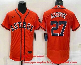 Men's Houston Astros #27 Jose Altuve Orange Stitched MLB Flex Base Nike Jersey