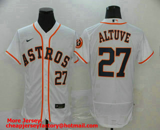 Men's Houston Astros #27 Jose Altuve White Stitched MLB Flex Base Nike Jersey