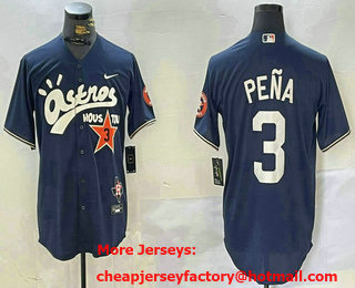 Men's Houston Astros #3 Jeremy Pena Black Cactus Jack Vapor Premier Stitched Baseball Jersey