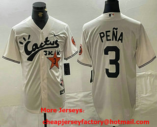 Men's Houston Astros #3 Jeremy Pena Cream Cactus Jack Vapor Premier Stitched Baseball Jersey