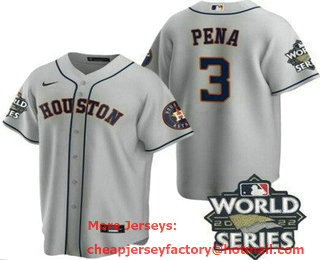 Men's Houston Astros #3 Jeremy Pena Gray 2022 World Series Cool Base Jersey