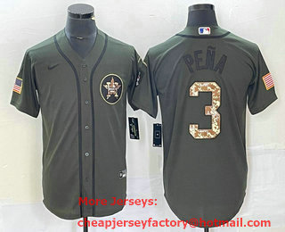 Men's Houston Astros #3 Jeremy Pena Green Salute To Service Stitched MLB Cool Base Nike Jersey