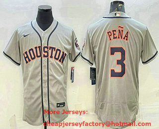 Men's Houston Astros #3 Jeremy Pena Grey Stitched MLB Flex Base Nike Jersey