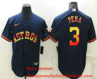 Men's Houston Astros #3 Jeremy Pena Navy Blue Rainbow Stitched MLB Cool Base Nike Jersey