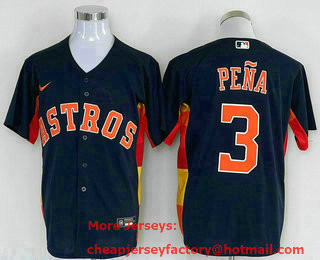 Men's Houston Astros #3 Jeremy Pena Navy Blue Stitched MLB Cool Base Nike Jersey