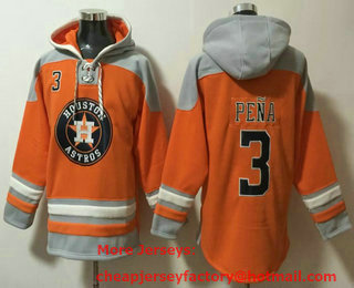 Men's Houston Astros #3 Jeremy Pena Orange Ageless Must Have Lace Up Pullover Hoodie