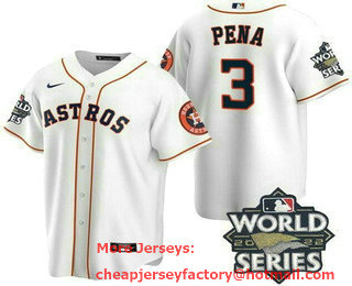 Men's Houston Astros #3 Jeremy Pena White 2022 World Series Cool Base Jersey