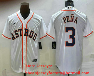 Men's Houston Astros #3 Jeremy Pena White Stitched MLB Cool Base Nike Jersey
