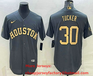 Men's Houston Astros #30 Kyle Tucker 2022 All Star Charcoal Cool Base Stitched Baseball Jersey