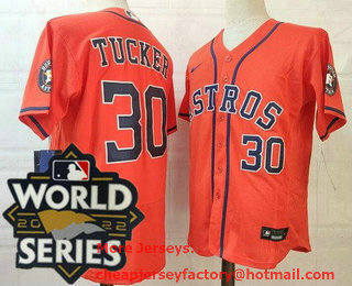 Men's Houston Astros #30 Kyle Tucker Orange 2022 World Series Authentic Jersey