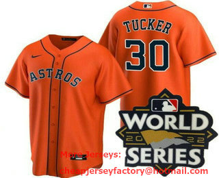 Men's Houston Astros #30 Kyle Tucker Orange 2022 World Series Cool Base Jersey