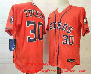 Men's Houston Astros #30 Kyle Tucker Orange Stitched MLB Flex Base Nike Jersey