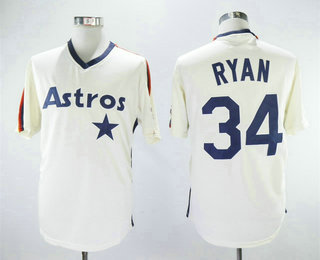 Men's Houston Astros #34 Nolan Ryan Cream Cooperstown Collection Jersey