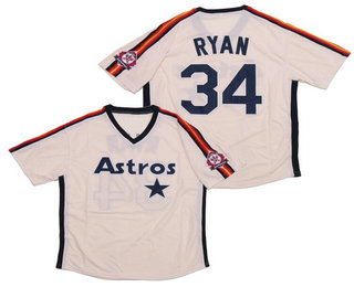 Men's Houston Astros #34 Nolan Ryan White Pullover Throwback Stitched MLB Cooperstown Collection Jersey