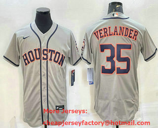 Men's Houston Astros #35 Justin Verlander Grey Stitched MLB Flex Base Nike Jersey