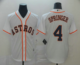 Men's Houston Astros #4 George Springer White Cool Base Stitched Jersey