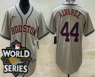Men's Houston Astros #44 Yordan Alvarez Gray 2022 World Series Cool Base Jersey