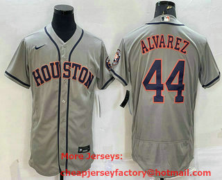 Men's Houston Astros #44 Yordan Alvarez Grey With Patch Stitched MLB Flex Base Nike Jersey