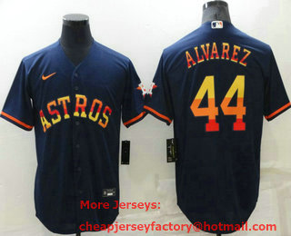 Men's Houston Astros #44 Yordan Alvarez Navy Blue Rainbow Stitched MLB Cool Base Nike Jersey
