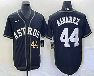 Men's Houston Astros #44 Yordan Alvarez Number Black Cool Base Stitched Baseball Jersey 21