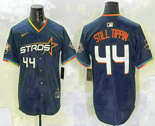 Men's Houston Astros #44 Yordan Alvarez Number Navy 2025 City Connect Limited Stitched Jersey