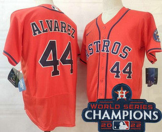 Men's Houston Astros #44 Yordan Alvarez Orange 2022 World Series Champions Authentic Jersey