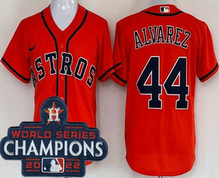 Men's Houston Astros #44 Yordan Alvarez Orange 2022 World Series Champions Cool Base Jersey
