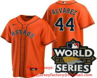 Men's Houston Astros #44 Yordan Alvarez Orange 2022 World Series Cool Base Jersey