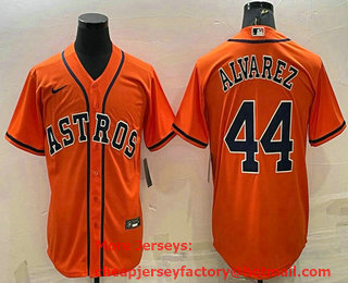 Men's Houston Astros #44 Yordan Alvarez Orange Stitched MLB Cool Base Nike Jersey