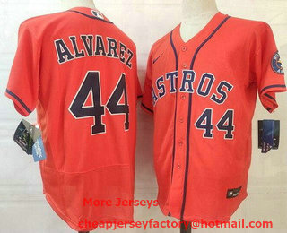 Men's Houston Astros #44 Yordan Alvarez Orange Stitched MLB Flex Base Nike Jersey