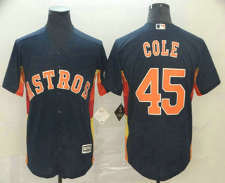 Men's Houston Astros #45 Gerrit Cole Navy Blue Alternate Cool Base Stitched Jersey