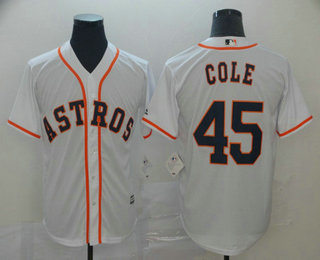 Men's Houston Astros #45 Gerrit Cole White Stitched MLB Cool Base Jersey