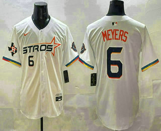 Men's Houston Astros #6 Jake Meyers Number White 2025 City Connect Limited Stitched Jersey