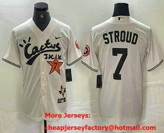 Men's Houston Astros #7 CJ Stroud Cream Cactus Jack Cool Base Jersey