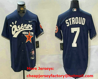 Men's Houston Astros #7 CJ Stroud Navy Cactus Jack Vapor Premier Stitched Baseball Jersey