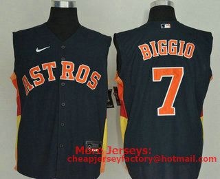 Men's Houston Astros #7 Craig Biggio Navy Blue 2020 Cool and Refreshing Sleeveless Fan Stitched MLB Nike Jersey