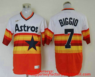 Men's Houston Astros #7 Craig Biggio Orange Rainbow Cooperstown Stitched MLB Cool Base Nike Jersey