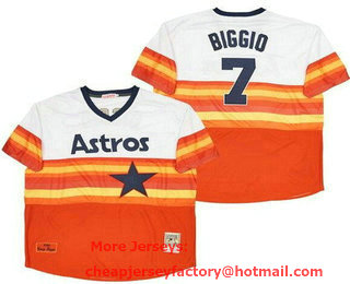 Men's Houston Astros #7 Craig Biggio White Orange 1980 Throwback Jersey