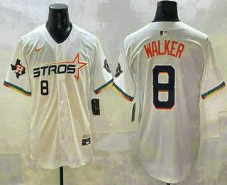 Men's Houston Astros #8 Christian Walker Number White 2025 City Connect Limited Stitched Jersey