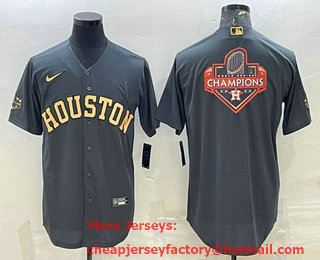 Men's Houston Astros All-Star Charcoal 2022 World Series Champions Team Big Logo Cool Base Stitched Jersey