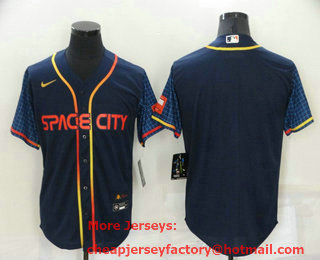 Men's Houston Astros Blank 2022 Navy Blue City Connect Cool Base Stitched Jersey