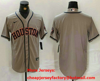 Men's Houston Astros Blank Grey With Patch Cool Base Stitched Baseball Jersey