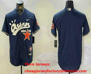 Men's Houston Astros Blank Navy Cactus Jack Vapor Premier Stitched Baseball Jersey