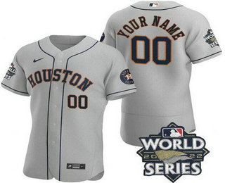 Men's Houston Astros Customized Gray 2022 World Series Authentic Jersey