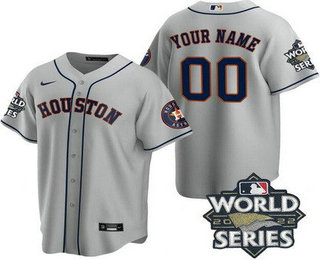 Men's Houston Astros Customized Gray Team Logo 2022 World Series Cool Base Jersey