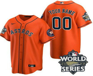 Men's Houston Astros Customized Orange Team Logo 2022 World Series Cool Base Jersey
