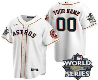 Men's Houston Astros Customized White Team Logo 2022 World Series Cool Base Jersey