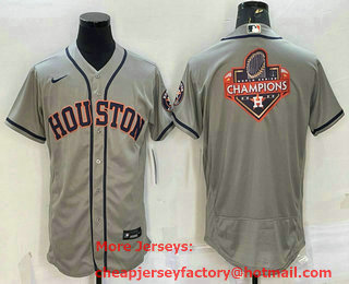 Men's Houston Astros Grey 2022 World Series Champions Team Big Logo Flex Base Stitched Jersey