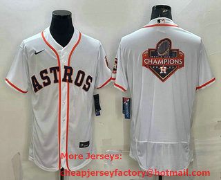 Men's Houston Astros White Champions Big Logo Stitched MLB Flex Base Nike Jersey