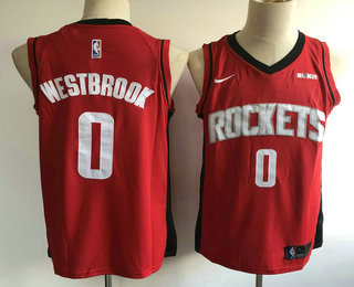Men's Houston Rockets #0 Russell Westbrook New Red 2019 Nike Swingman Stitched NBA Jersey With The Sponsor Logo
